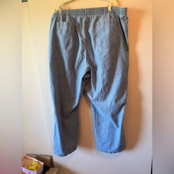 L.L. Bean Lake Washed Pull On Chambray Wide Leg Pant 26W - Picture 2 of 6